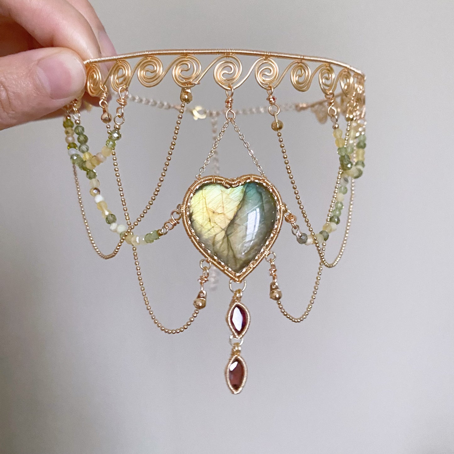 Handmade Heart Labradorite Choker - Wire Wrapped Jewelry