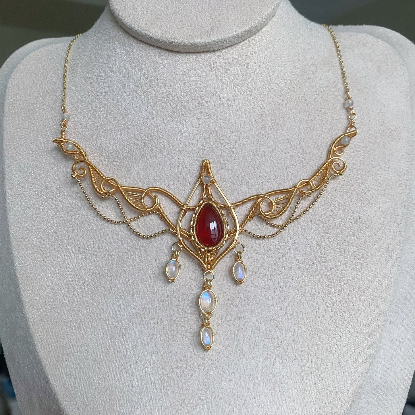 Handmade Garnet Necklace - Wire Wrapped Jewelry