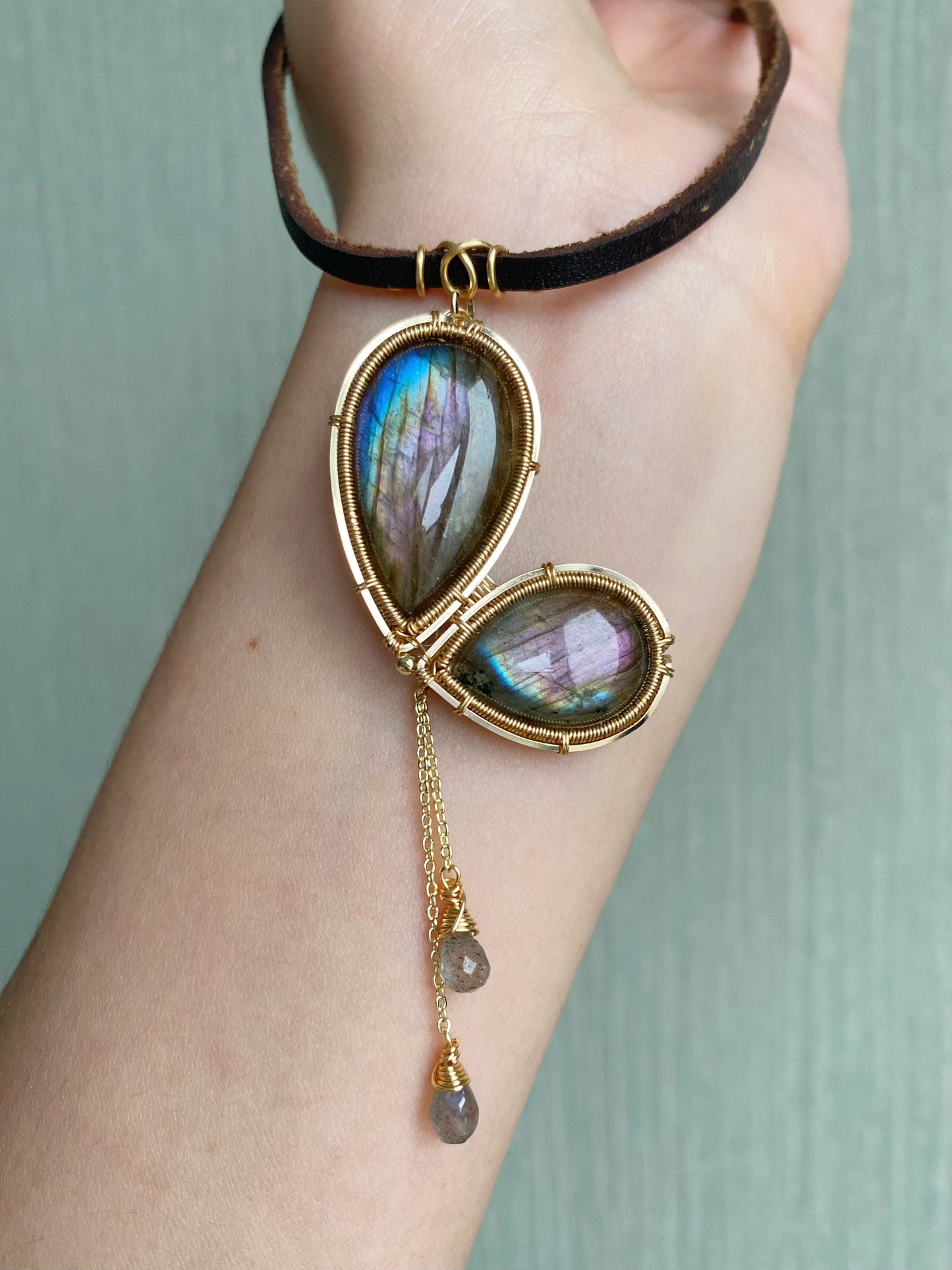 Handmade Butterfly Purple Labradorite Choker - Wire Wrapped Jewelry
