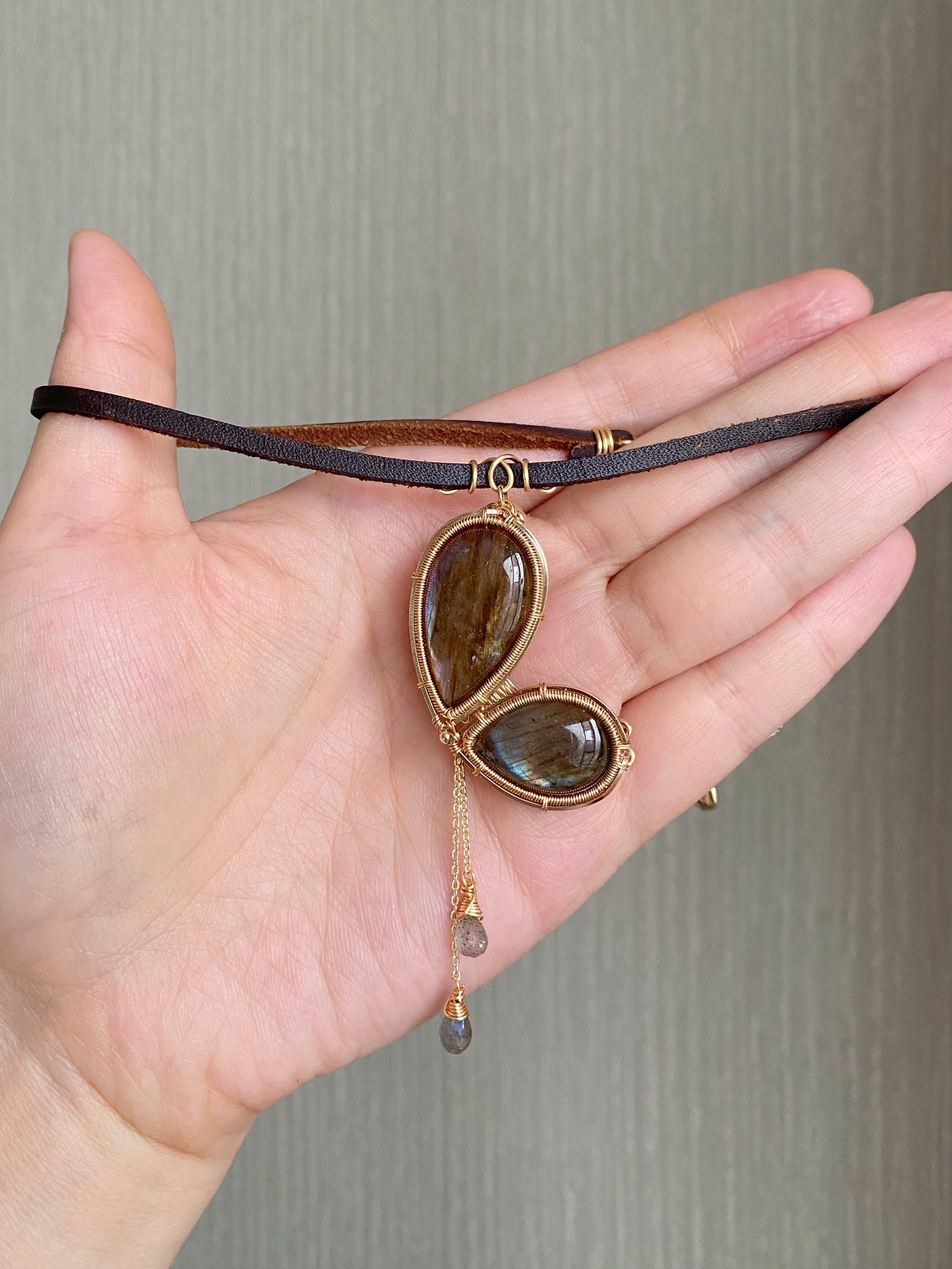 Handmade Butterfly Purple Labradorite Choker - Wire Wrapped Jewelry