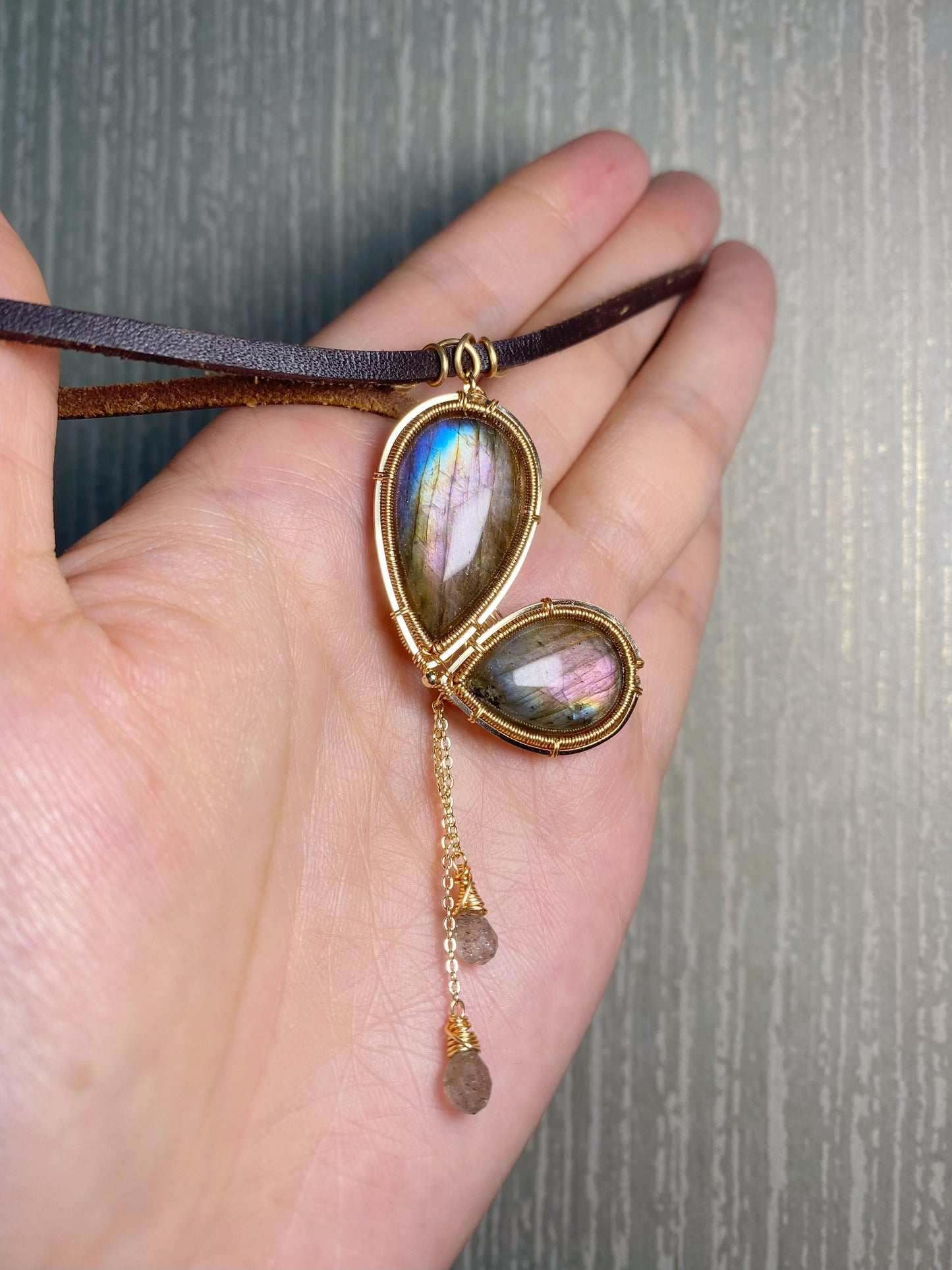Handmade Butterfly Purple Labradorite Choker - Wire Wrapped Jewelry