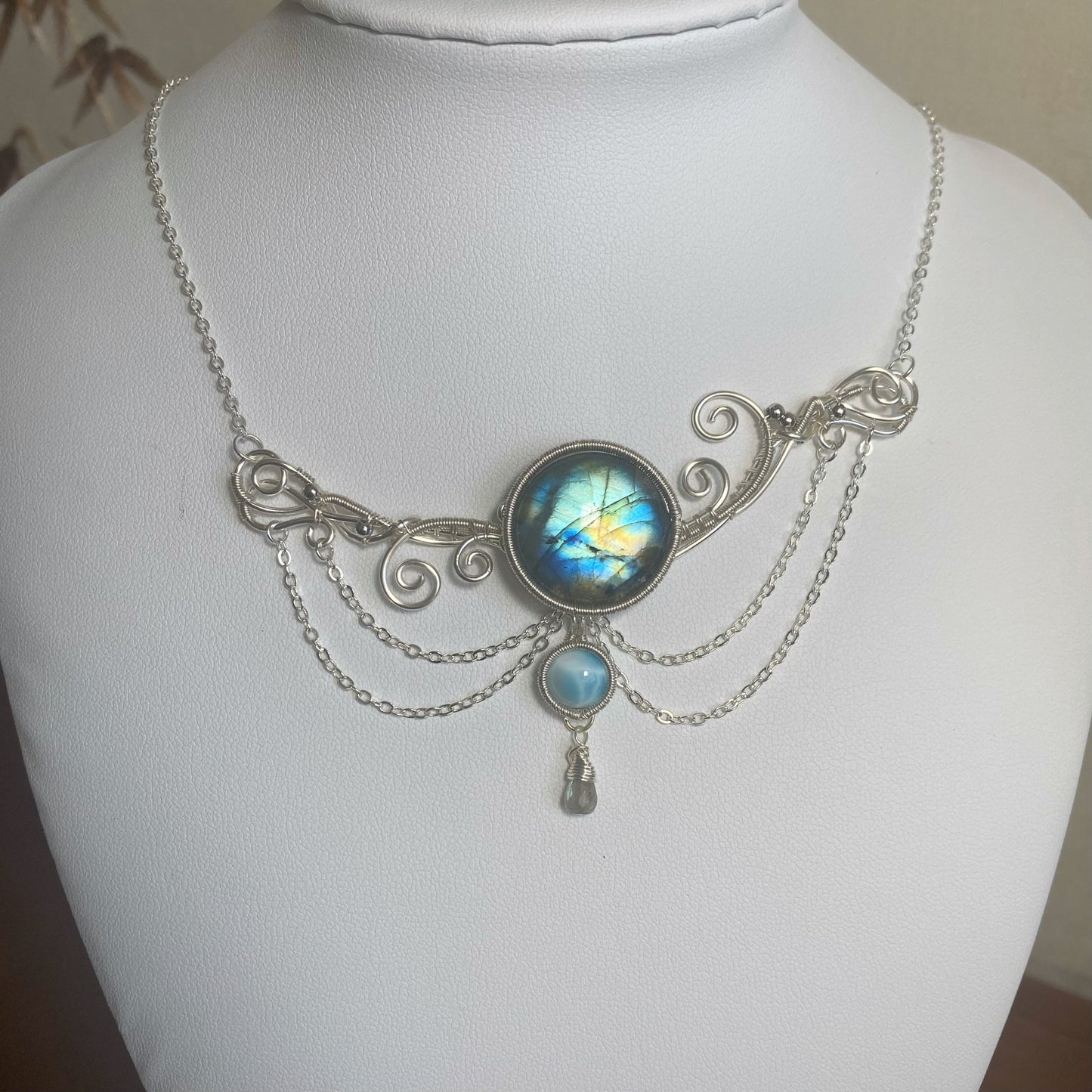 Handmade Ocean Waves Necklace - Wire Wrapped Jewelry
