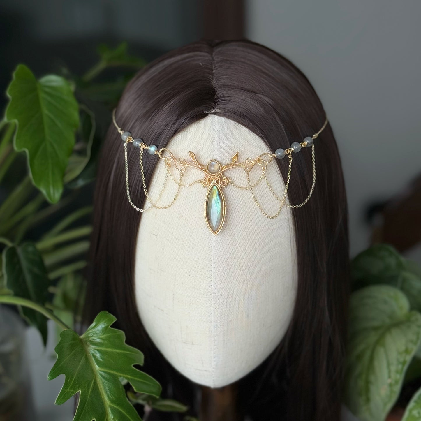 Handmade Labradorite Tiara/Necklace ( Convertible) - Wire Wrapped Jewelry
