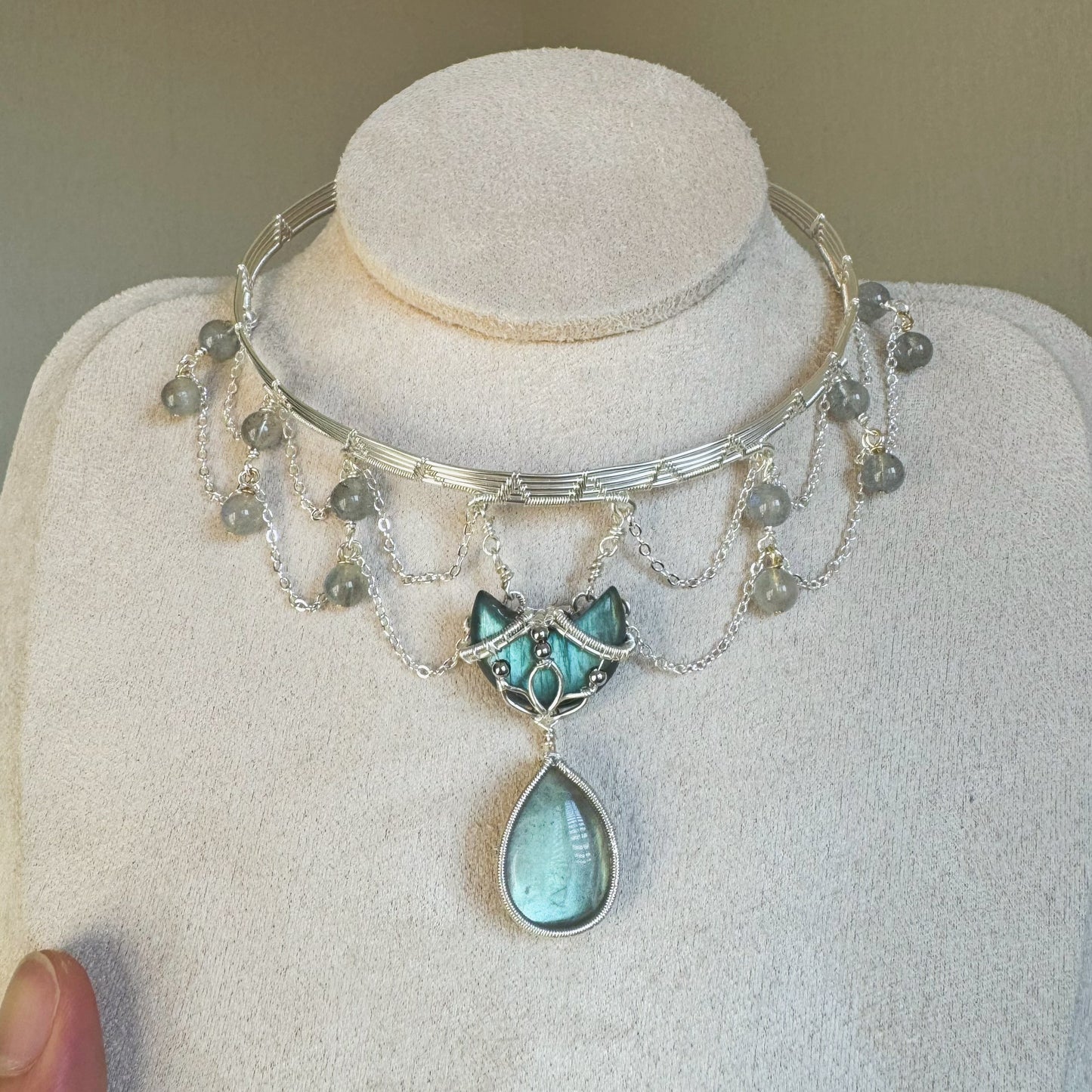 Handmade Labradorite Choker - Wire Wrapped Jewelry