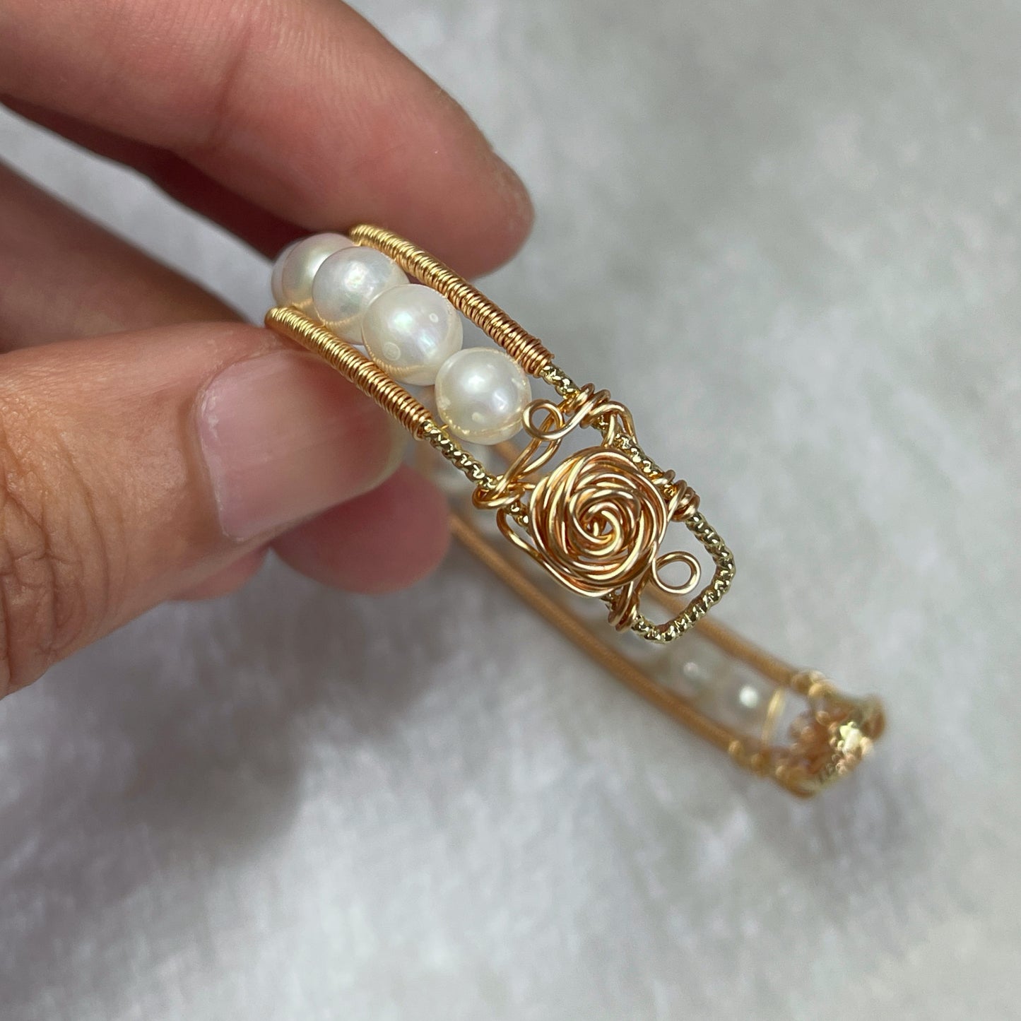 Handmade Moonstone And Pearl Bracelet - Wire Wrapped Jewelry