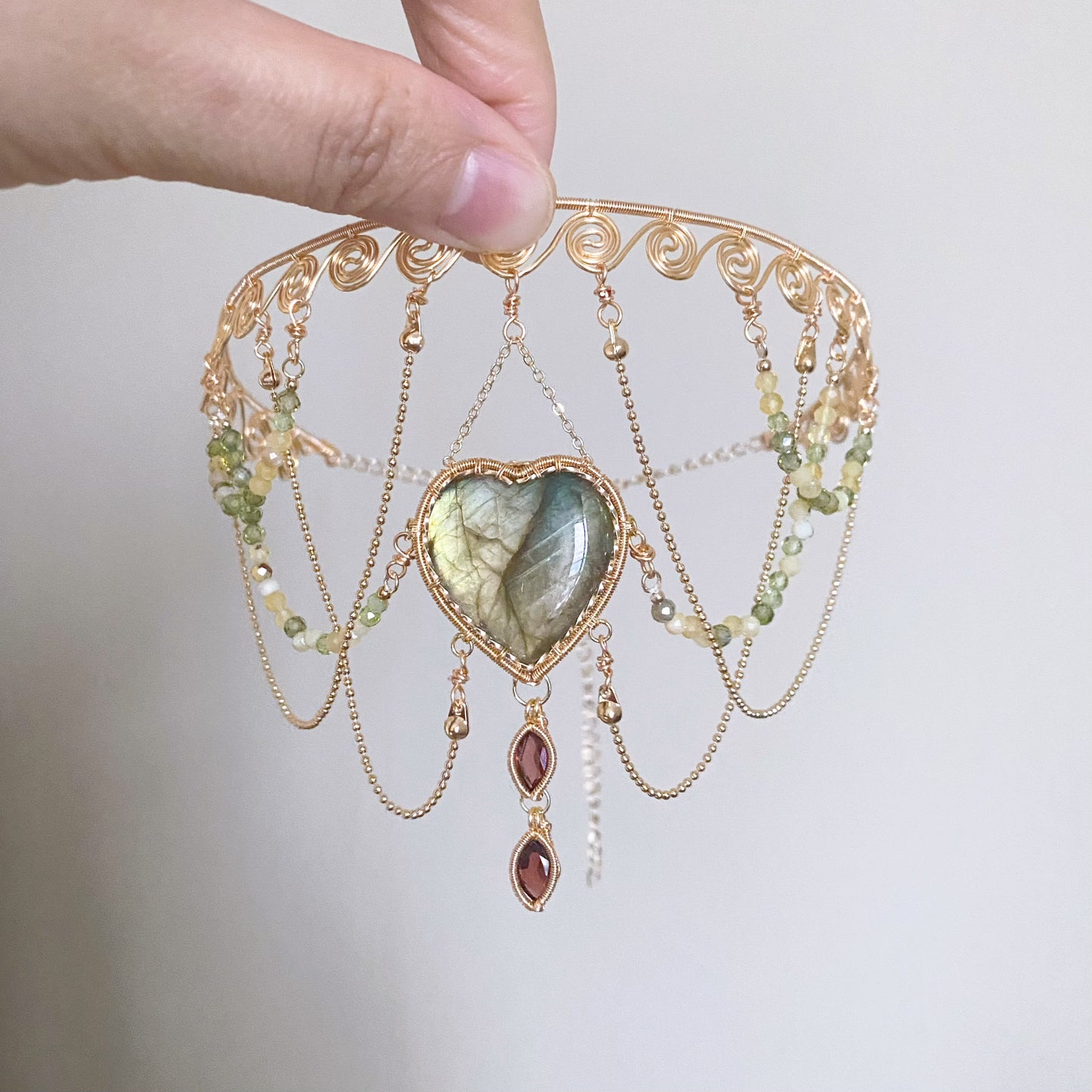 Handmade Heart Labradorite Choker - Wire Wrapped Jewelry
