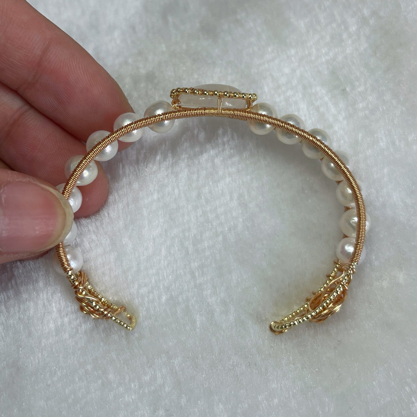 Handmade Moonstone And Pearl Bracelet - Wire Wrapped Jewelry