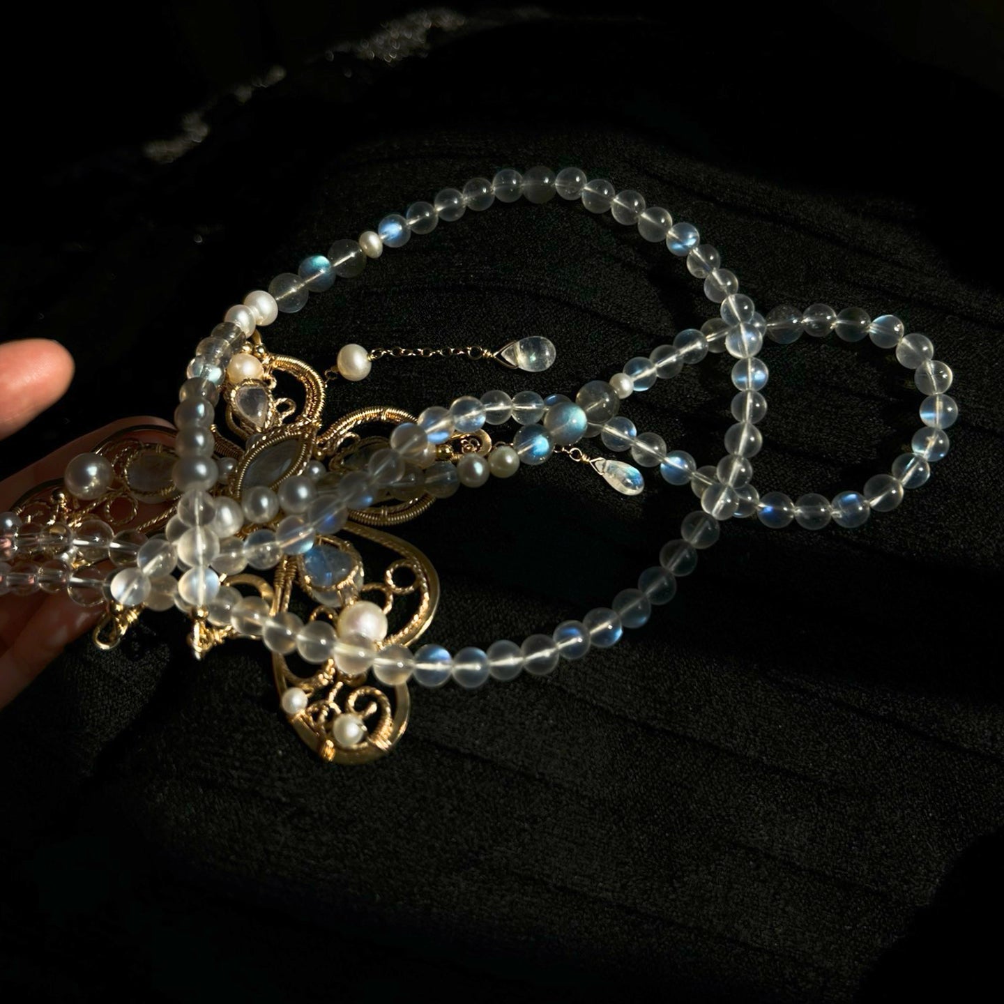 Elegant Handmade Moonstone Butterfly Necklace - Wire Wrapped Jewelry