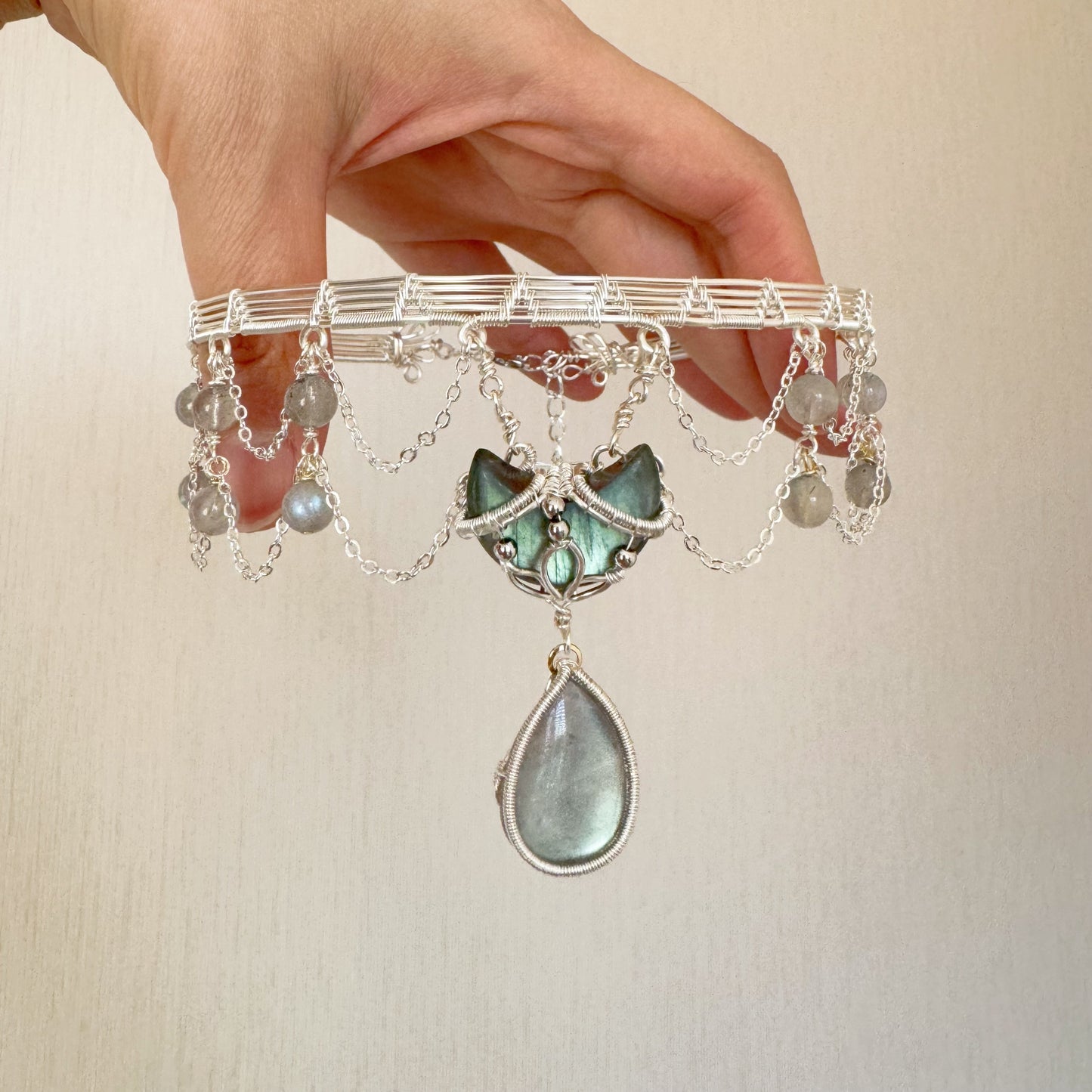 Handmade Labradorite Choker - Wire Wrapped Jewelry