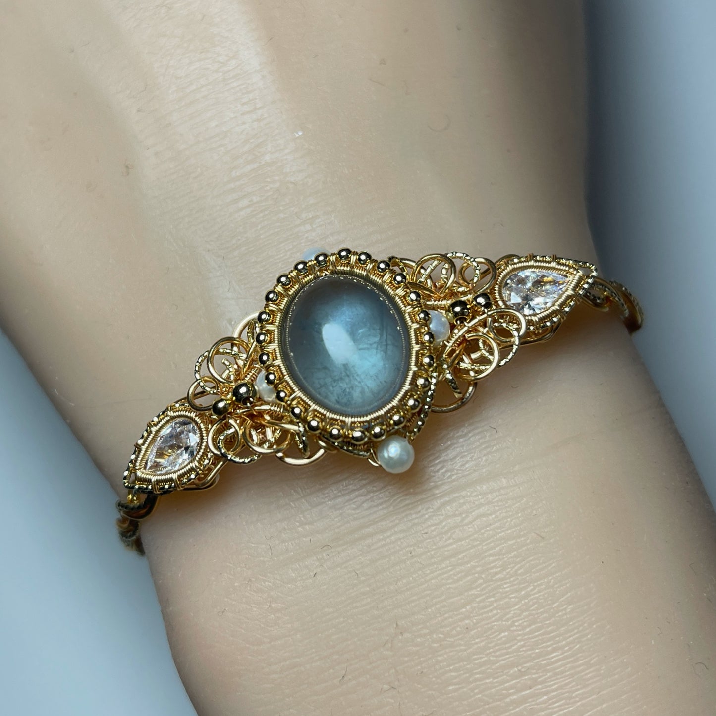 Handmade Aquamarine Bracelet - Wire Wrapped Jewelry