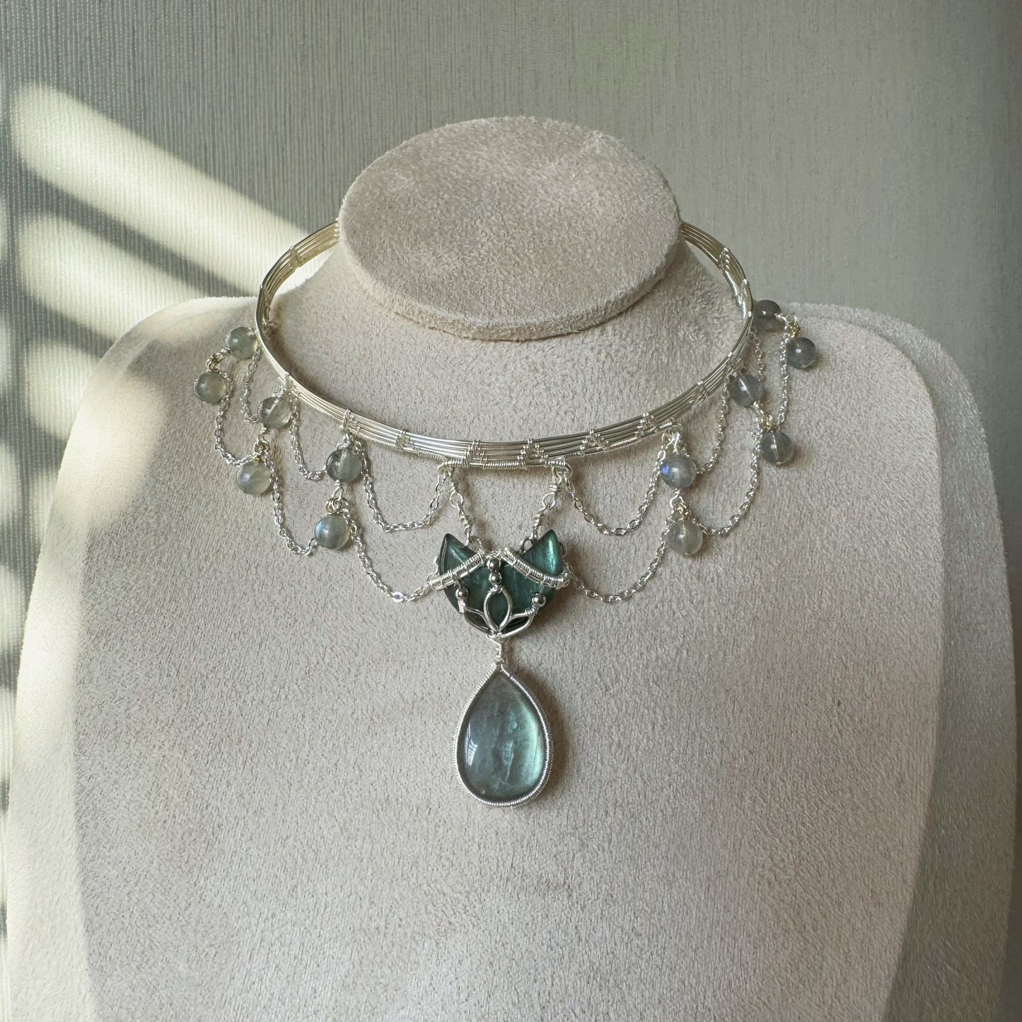 Handmade Labradorite Choker - Wire Wrapped Jewelry