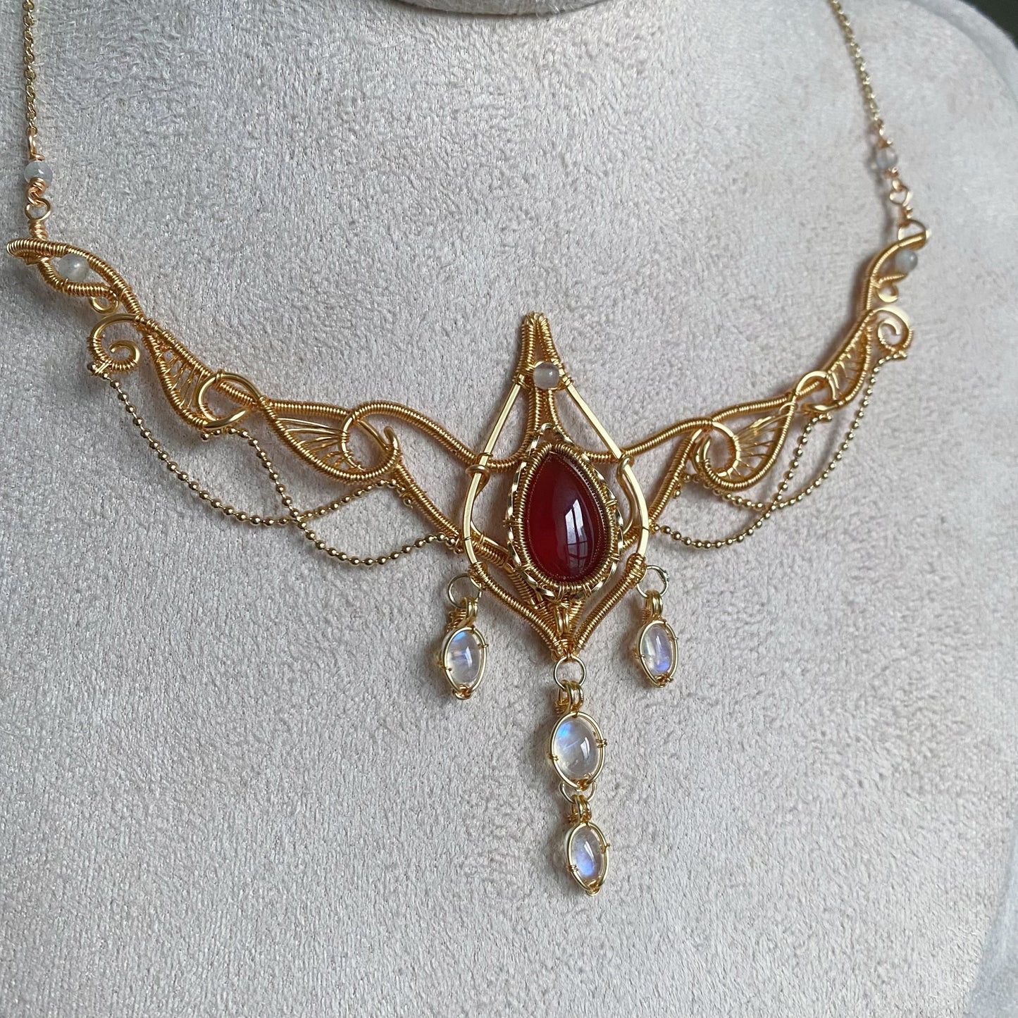 Handmade Garnet Necklace - Wire Wrapped Jewelry