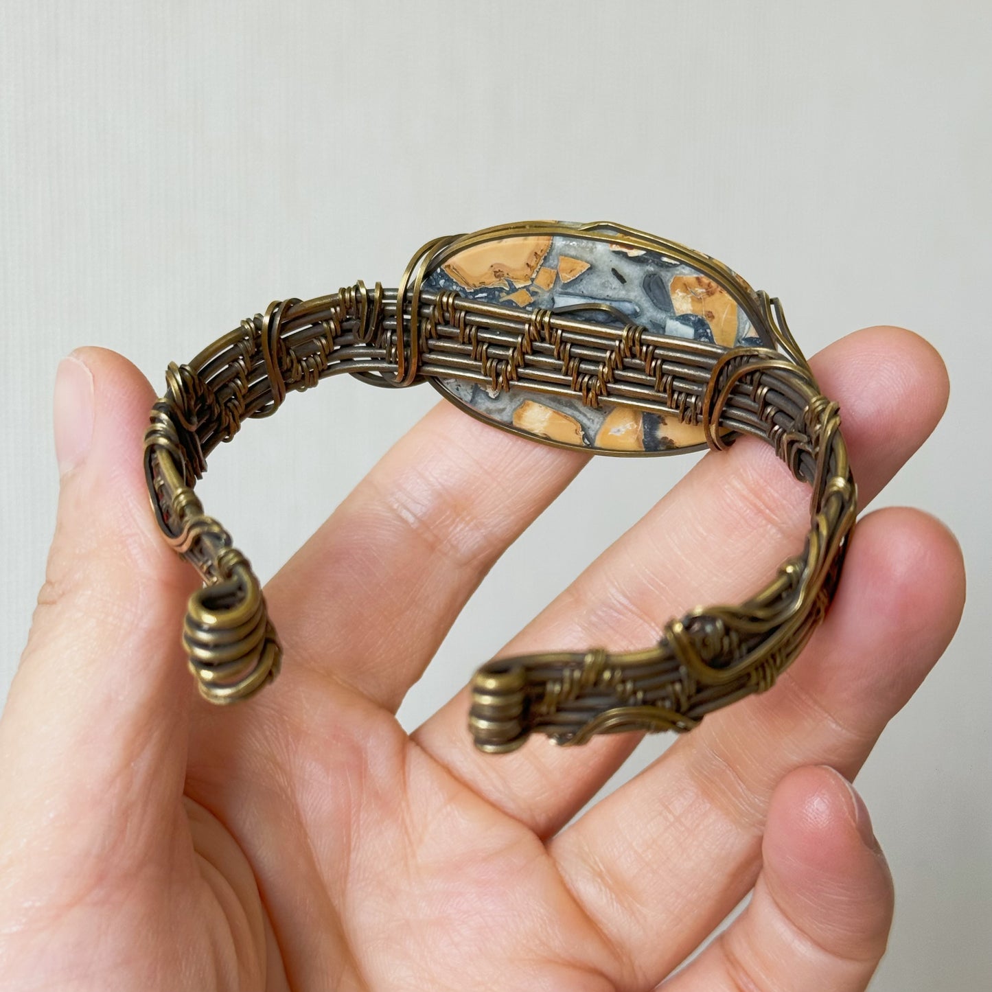 Handmade Picture Jasper Bracelet- Wire Wrapped Jewelry
