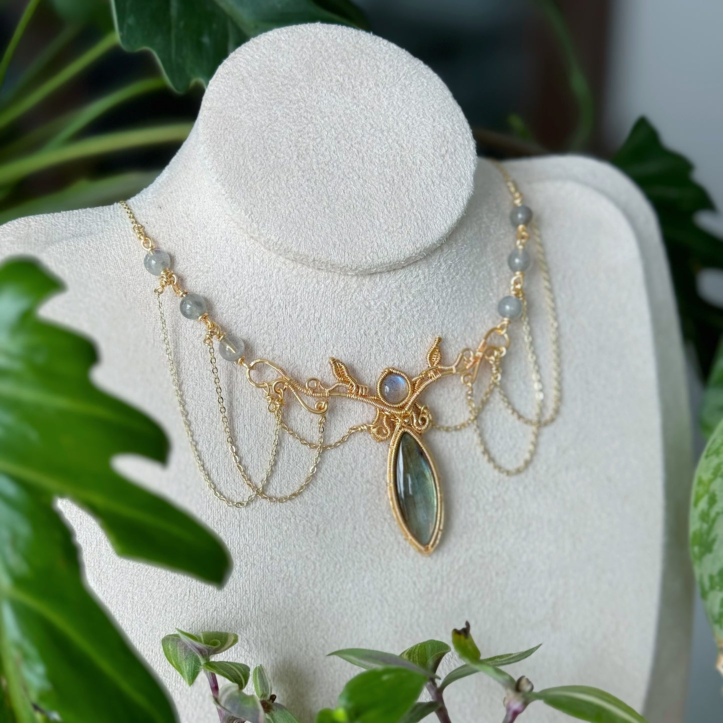Handmade Labradorite Tiara/Necklace ( Convertible) - Wire Wrapped Jewelry