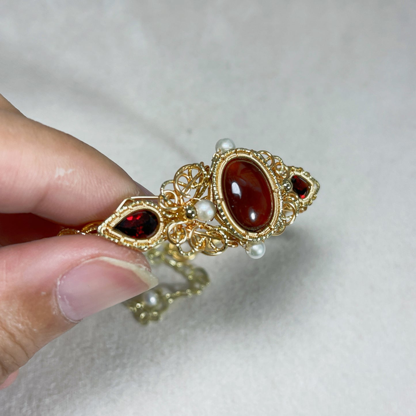 Handmade Garnet Bracelet - Wire Wrapped Jewelry