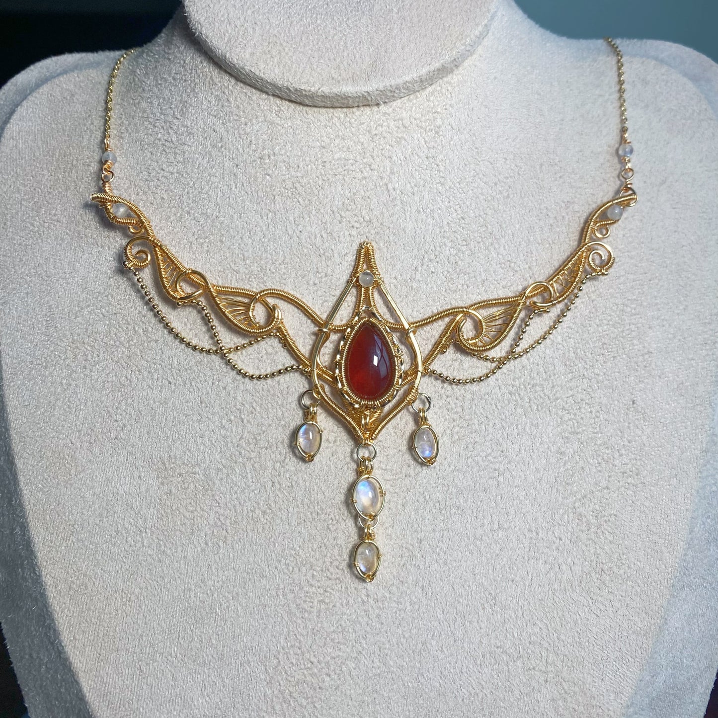 Handmade Garnet Necklace - Wire Wrapped Jewelry