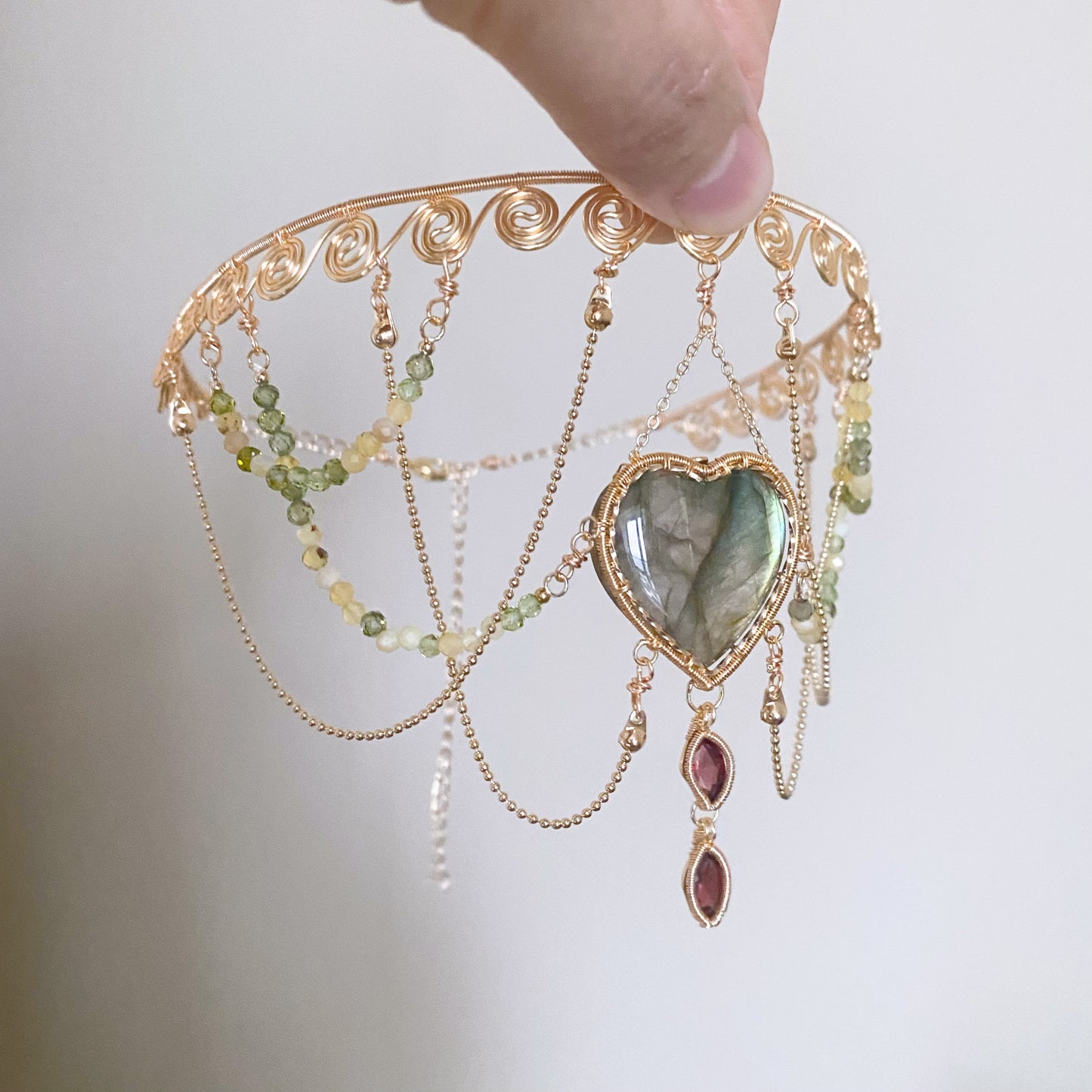 Handmade Heart Labradorite Choker - Wire Wrapped Jewelry