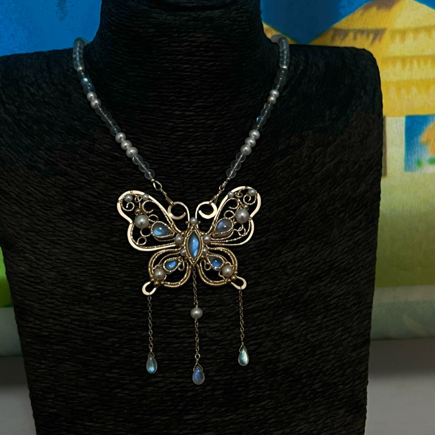 Elegant Handmade Moonstone Butterfly Necklace - Wire Wrapped Jewelry