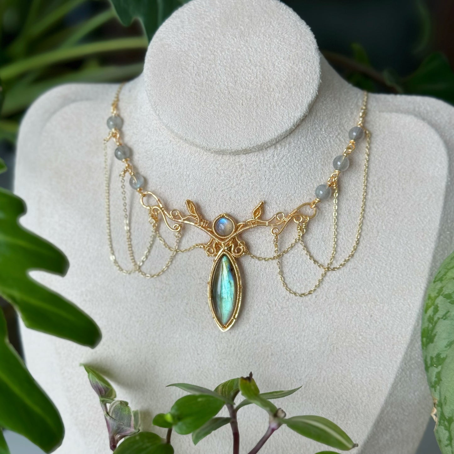 Handmade Labradorite Tiara/Necklace ( Convertible) - Wire Wrapped Jewelry