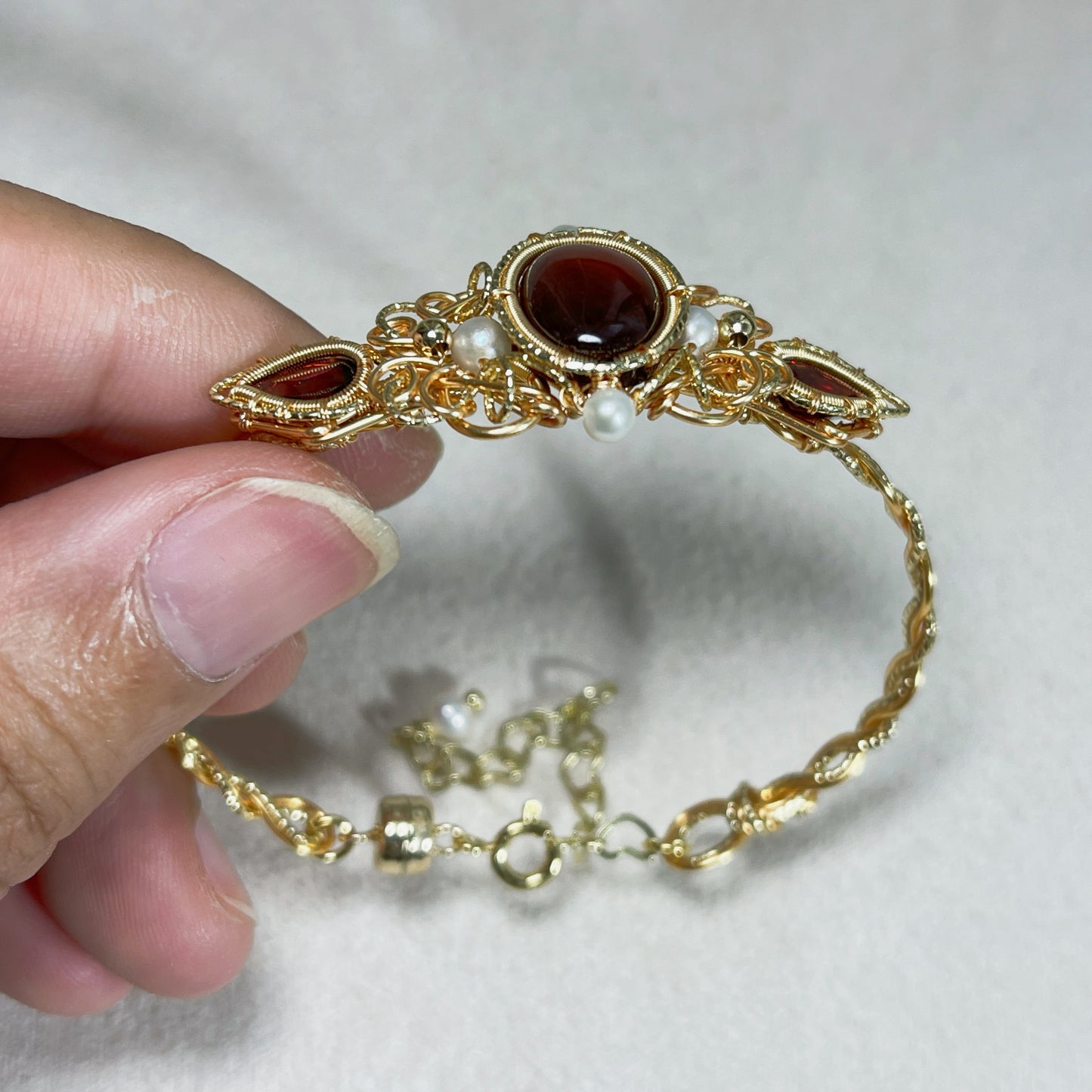Handmade Garnet Bracelet - Wire Wrapped Jewelry