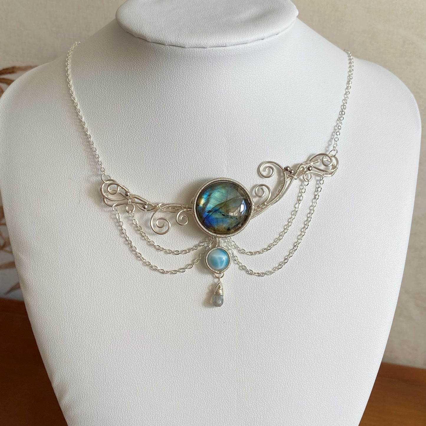 Handmade Ocean Waves Necklace - Wire Wrapped Jewelry