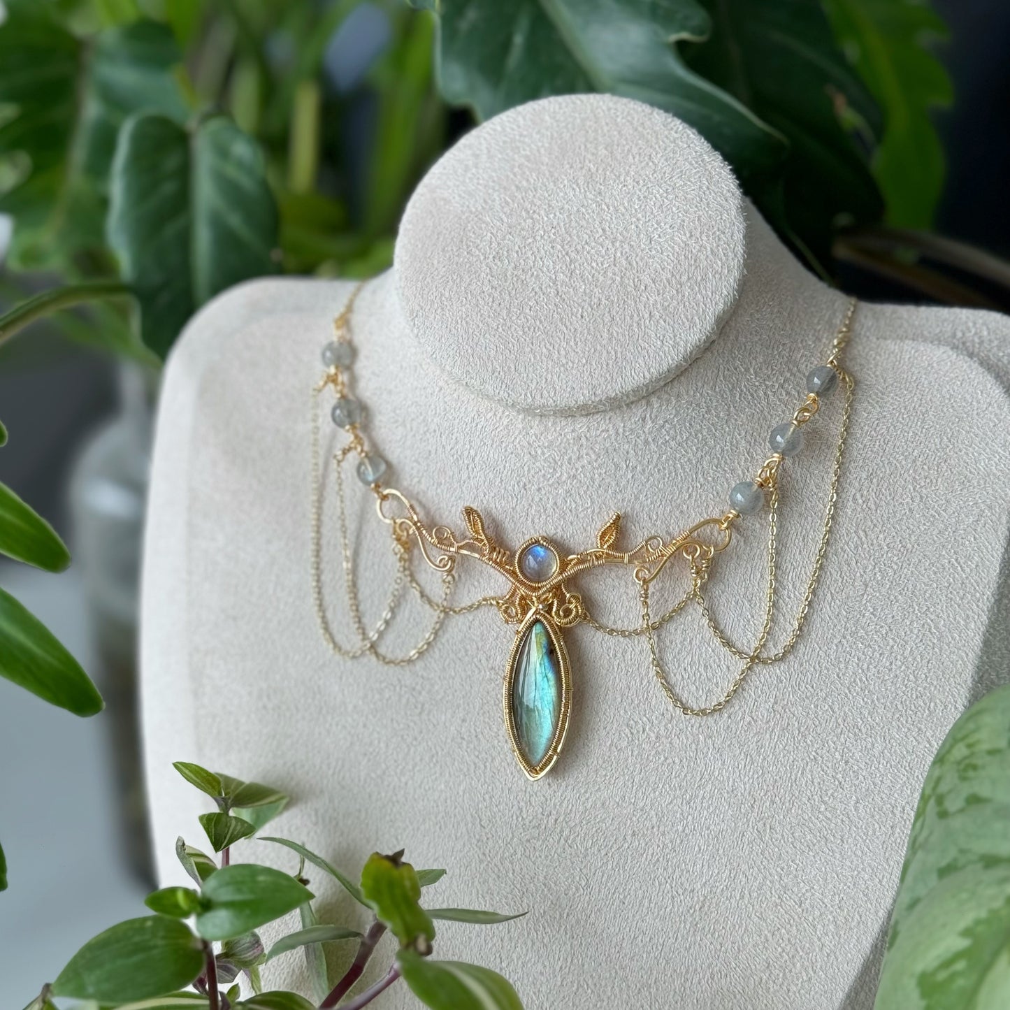 Handmade Labradorite Tiara/Necklace ( Convertible) - Wire Wrapped Jewelry