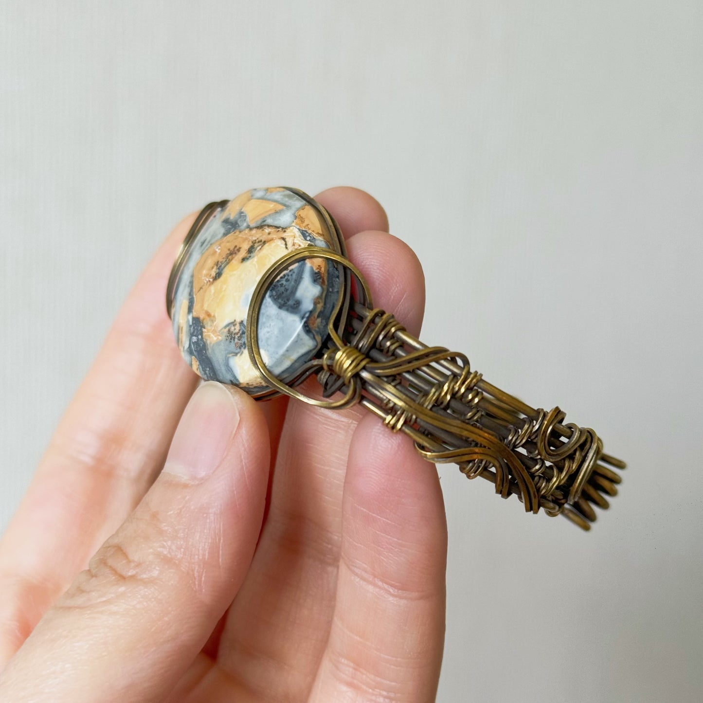 Handmade Picture Jasper Bracelet- Wire Wrapped Jewelry