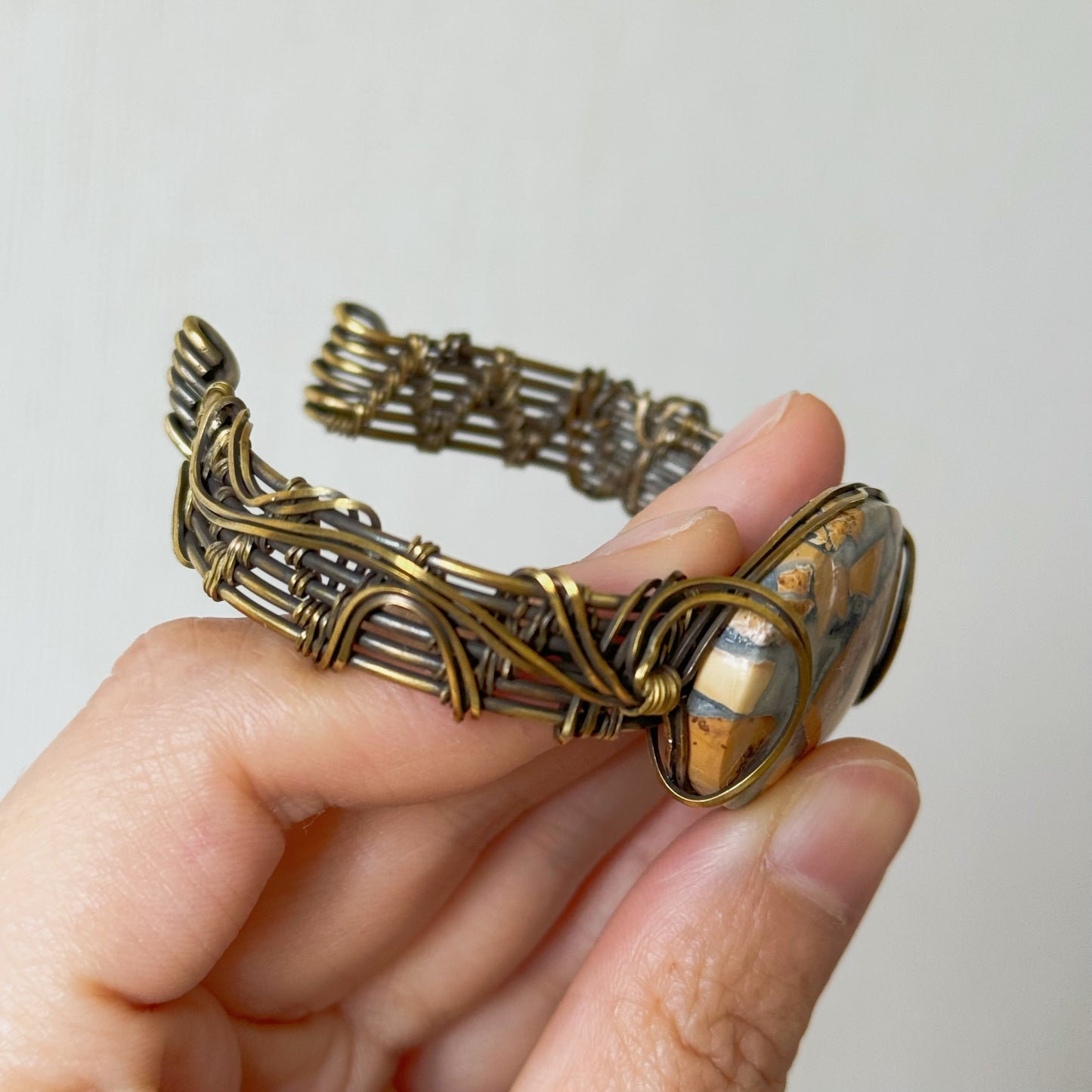 Handmade Picture Jasper Bracelet- Wire Wrapped Jewelry