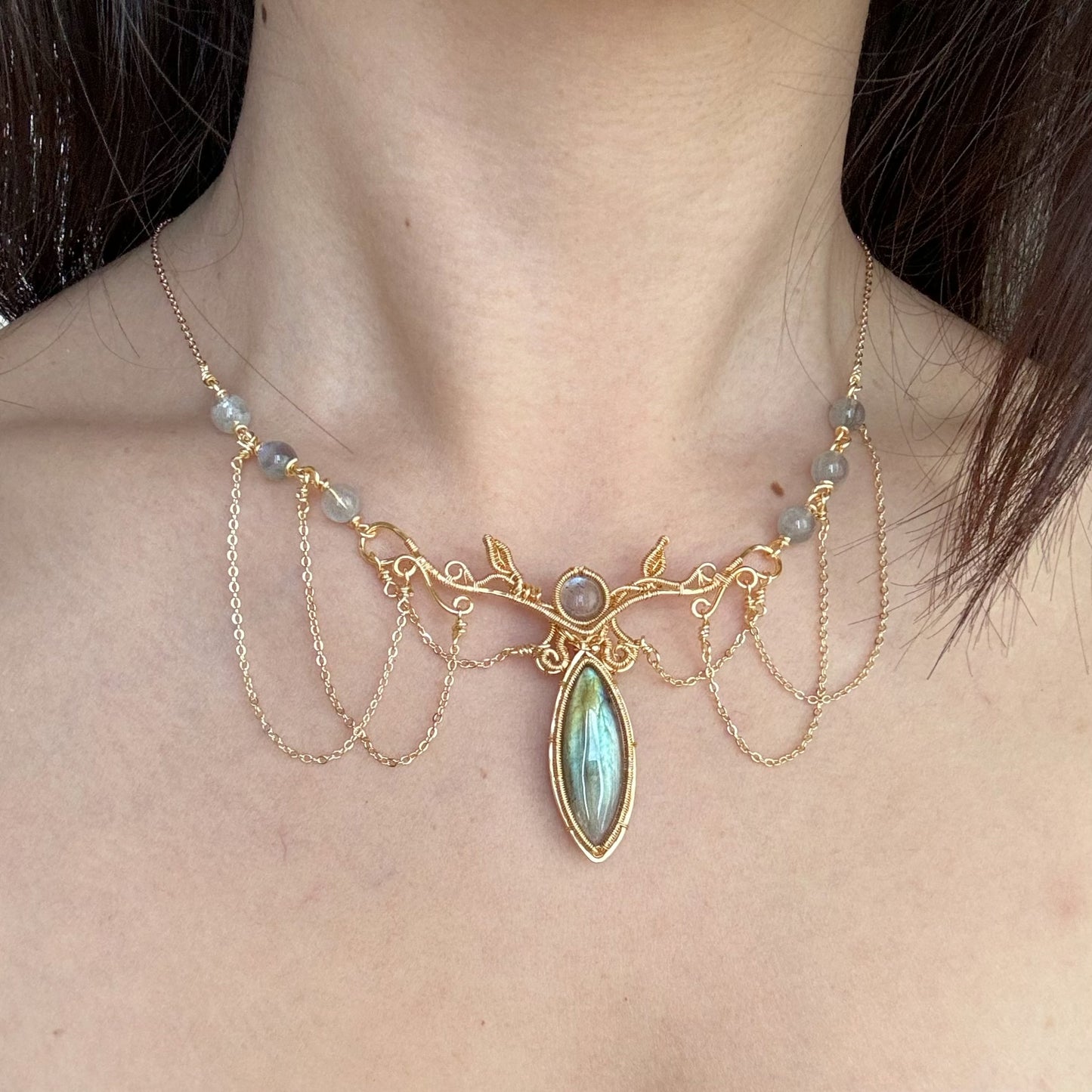 Handmade Labradorite Tiara/Necklace ( Convertible) - Wire Wrapped Jewelry