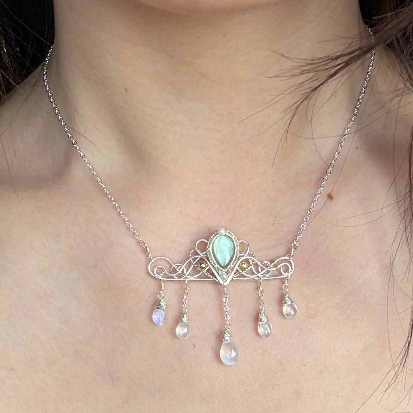 [Crown] Handmade Labradorite Necklace -  Wire Wrapped Jewelry