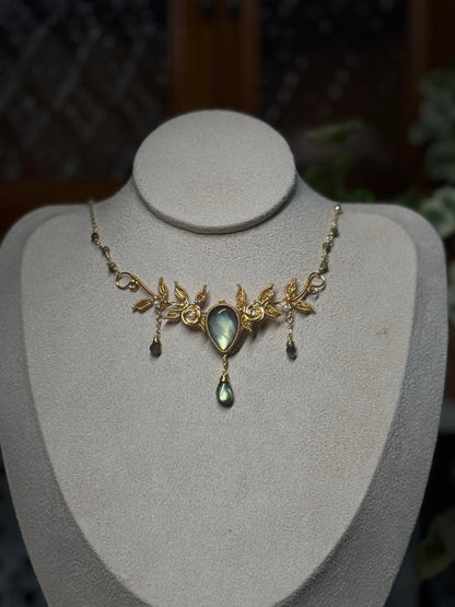 [Forest Daydreams] Handmade Labradorite Headpiece & Necklace - Wire Wrapped Jewelry