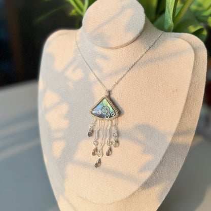 [Ocean and Jellyfish] Handmade Labradorite Necklace - Wire Wrapped Jewelry