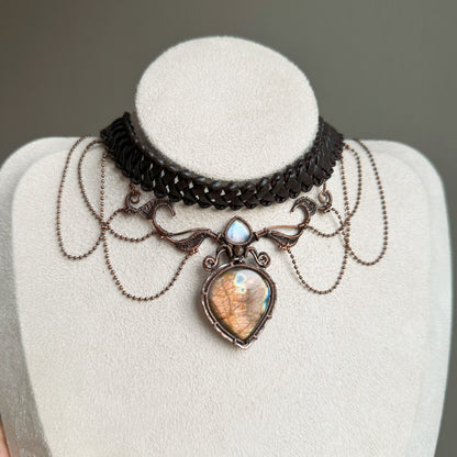 Handmade Antiqued Labradorite Choker - Wire Wrapped Jewelry