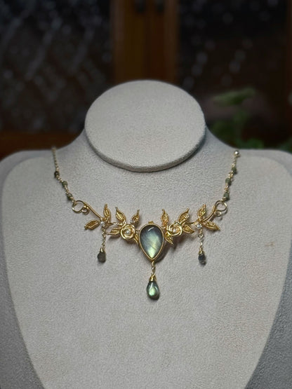 [Forest Daydreams] Handmade Labradorite Headpiece & Necklace - Wire Wrapped Jewelry