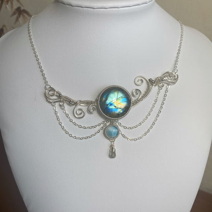 Handmade Ocean Waves Necklace - Wire Wrapped Jewelry