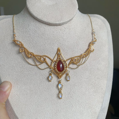 Handmade Garnet Necklace - Wire Wrapped Jewelry