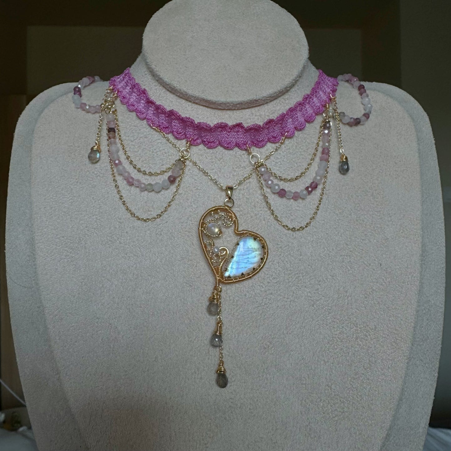 Handmade Moonstone Necklace - Wire Wrapped Jewelry