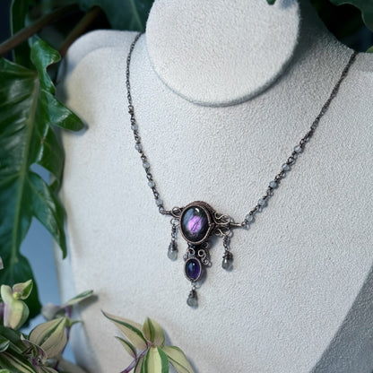 Handmade Purple Labradorite Necklace- Wire Wrapped Jewelry