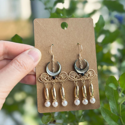 [Gladiator] Handmade Mother Of Pearl Earrings - Wire Wrapped Jewelry