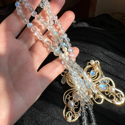 Elegant Handmade Moonstone Butterfly Necklace - Wire Wrapped Jewelry