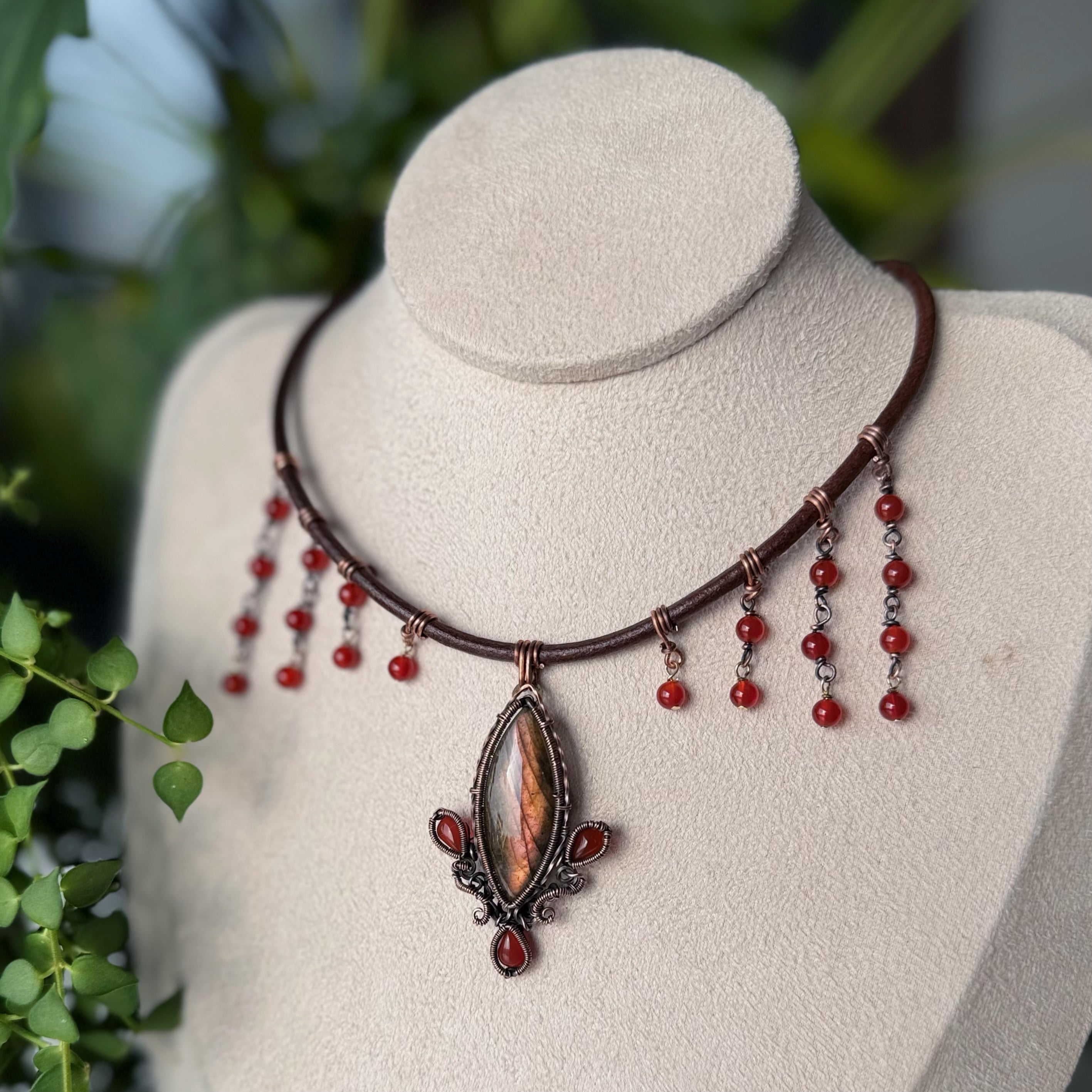 ★HARANG★ HR 53N_Labradorite Necklace Labradorite Necklace, Gray Necklace, Natural Gemstone