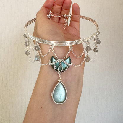 Handmade Labradorite Choker - Wire Wrapped Jewelry