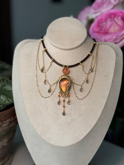 Handmade Orange Labradorite Necklace
