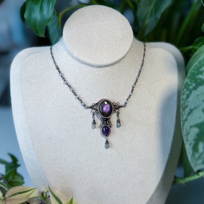 Handmade Purple Labradorite Necklace- Wire Wrapped Jewelry