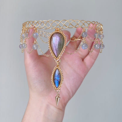 Handmade Purple And Blue Labradorite Choker - Wire Wrapped Jewelry