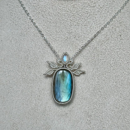 Handmade Leaves And Labradorite Necklace - Wire Wrapped Jewelry