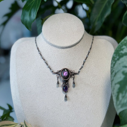 Handmade Purple Labradorite Necklace- Wire Wrapped Jewelry
