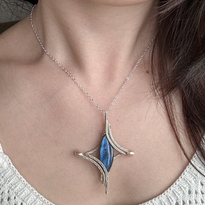 「Star」Handmade Blue Labradorite Necklace - Wire Wrapped Jewelry