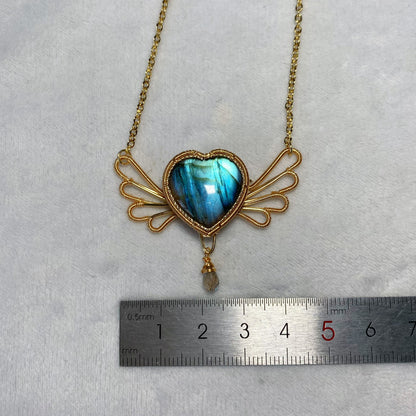 Handmade Heart Labradorite Necklace - Wire Wrapped Jewelry
