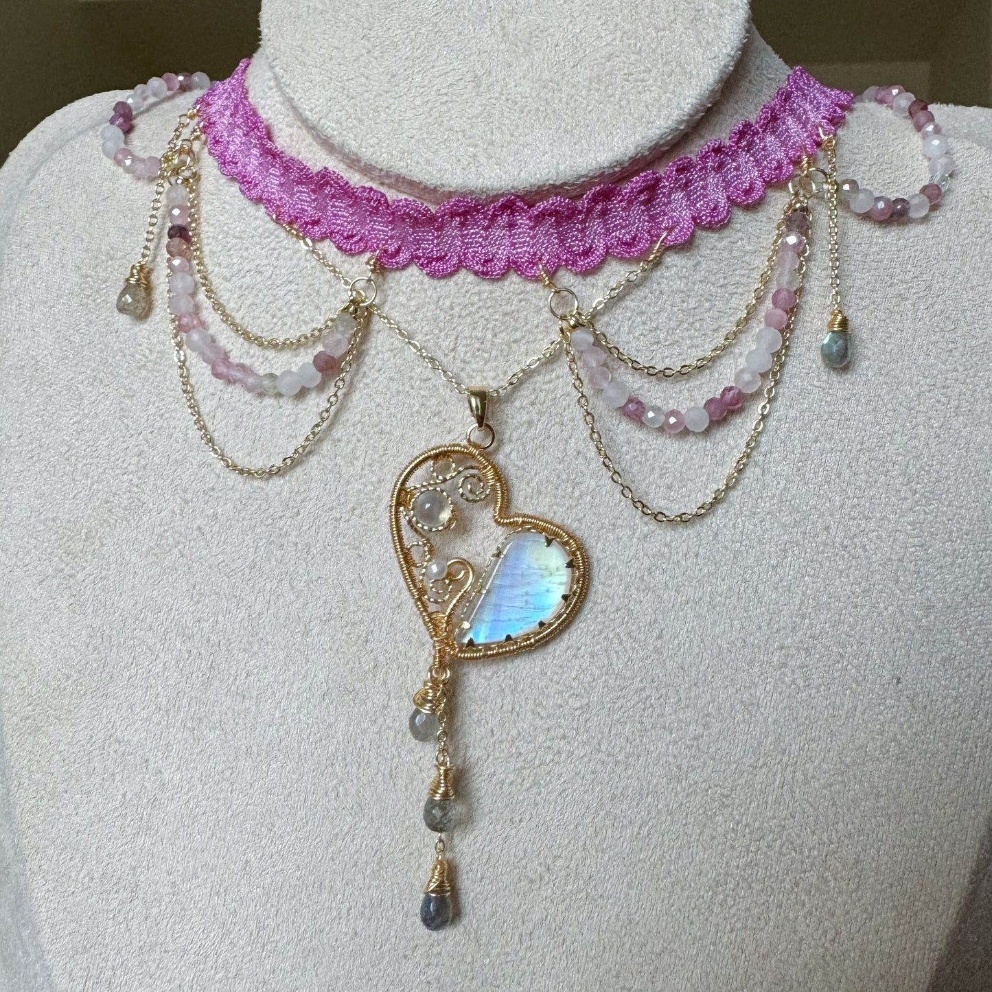 Handmade Moonstone Necklace - Wire Wrapped Jewelry